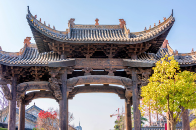 中国安徽滁州全椒县吴敬梓故居木雕牌坊