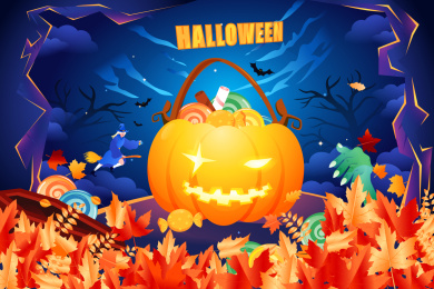 万圣节南瓜灯矢量插画