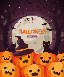 黑暗鬼森林 南瓜万圣节平面插图海报