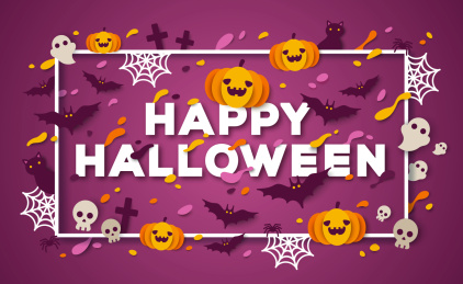 剪纸风南瓜万圣节海报