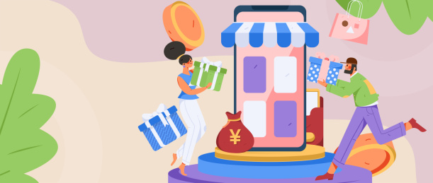 网购电商扁平矢量概念运营插画