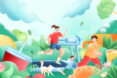 跑步健身矢量插画