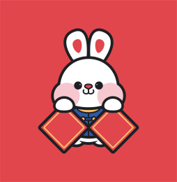 兔子IP形象豆豆手拿横幅