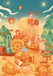 国潮中秋节气海报