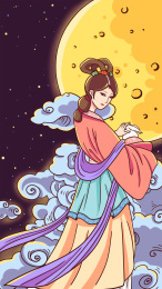 中秋嫦娥抱兔子