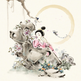 国风水墨小仕女