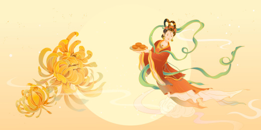 国风节日中秋嫦娥飞天矢量