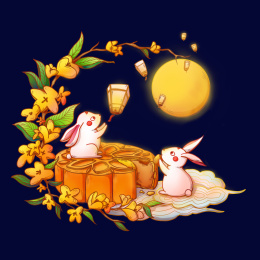 中秋节玉兔放孔明灯