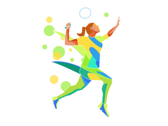 体育运动羽毛球运动员剪影