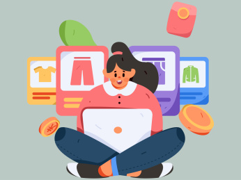 直播带货的网红电商人物矢量互联网插画