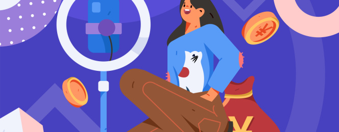 直播带货的网红电商人物矢量互联网插画