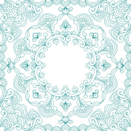 矢量国潮敦煌藻井无缝图案纹样线稿