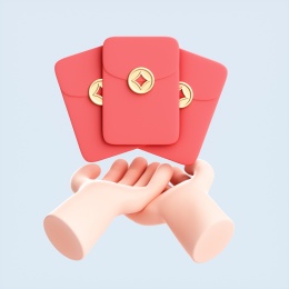 3D渲染的可爱小手与模型