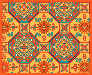 站酷纹样-清代织物几何形小花古典传统纹样