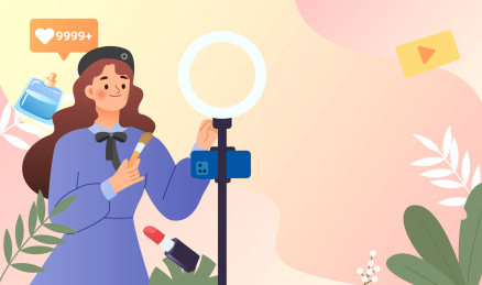 电子商务美妆博主线上直播