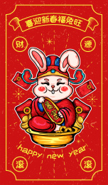 春节生肖兔年-恭喜发财排版
