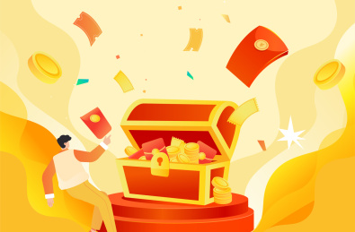 电商购物宝箱插画