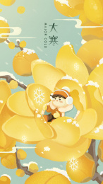 大寒之二十四节气冬天大雪腊梅海报