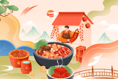 年货节美食矢量插画