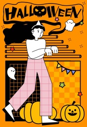 万圣节气氛插画海报