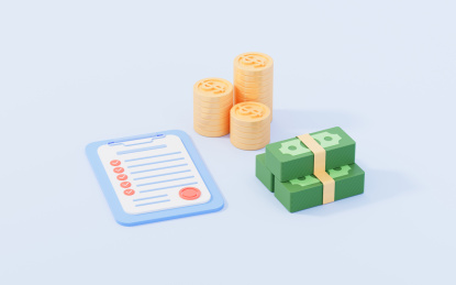 卡通合同与现金3D渲染