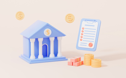 银行与合同3D渲染