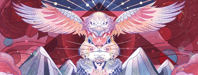 兔年大鹏展翅国潮中国风传统插画大展鸿兔