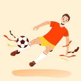 在踢足球的运动员插画