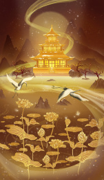 中国风二十四节气冬日大小雪建筑国潮插画