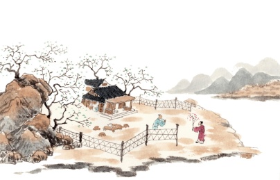 手绘水墨二十四节气插画大寒