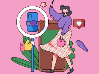 直播带货的网红电商人物矢量互联网插画