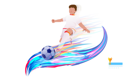 足球运动员在踢球得冠军的插画
