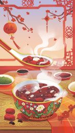 腊八节喝腊八粥插画