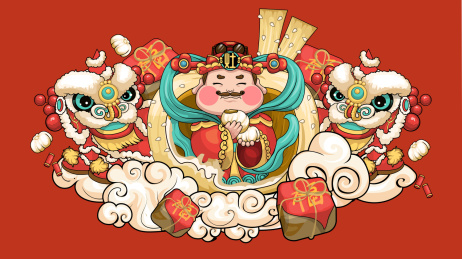 小年春节习俗吃糖瓜舞狮