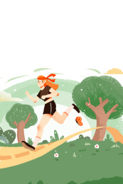 卡通手绘全民健身节减肥插画