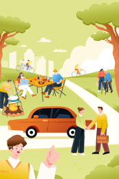 户外生活矢量插画