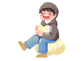 小年儿童吃糖瓜坐在糖瓜上吃糖瓜的小朋友