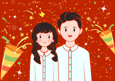 情侣爱人双人头像婚庆矢量插画