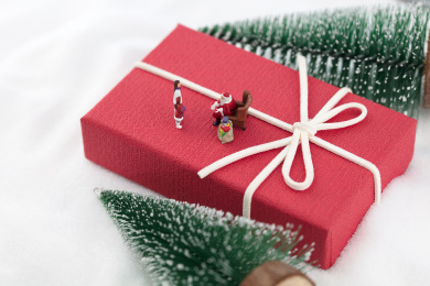 微缩世界圣诞老人雪天送礼物