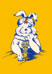 潮流感半身兔子手持降魔杵