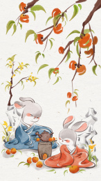 兔子水墨吉祥贺图