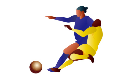 两个足球运动员在球场上拼抢的插画 分类