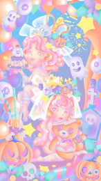 万圣节糖果盛宴人物插画