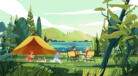 一家人户外野营度假