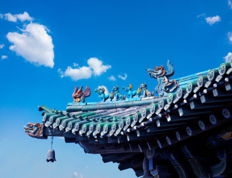 山西平遥古城城墙城楼房檐角