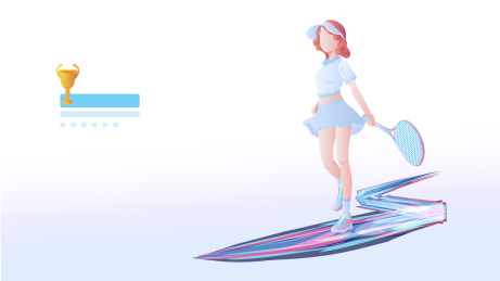 女孩在打网球运动插画