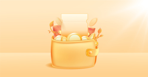 钱包里装满红包金币和优惠券