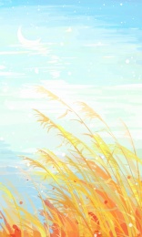 二十四节气风景白露河边芦苇丛创意插画