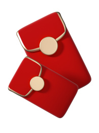 免抠3D大小两个漂浮红包装饰国风国潮庆祝