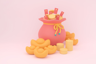 3d渲染节日红包奖励插画